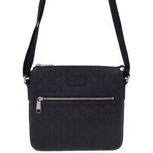 GUCCI Signature Guccissima Leather Messenger Crossbody Bag Black